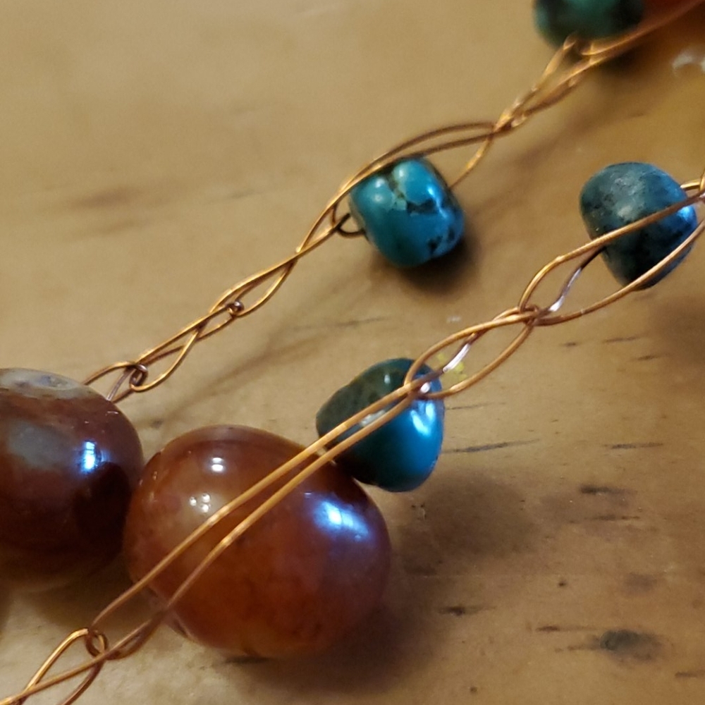 Turquoise and Copper Necklace - Picture 4 of 5